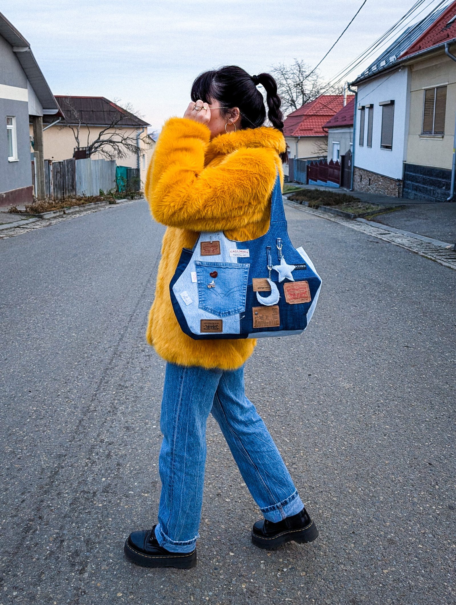 The honeycomb Bag - Denim patchwork