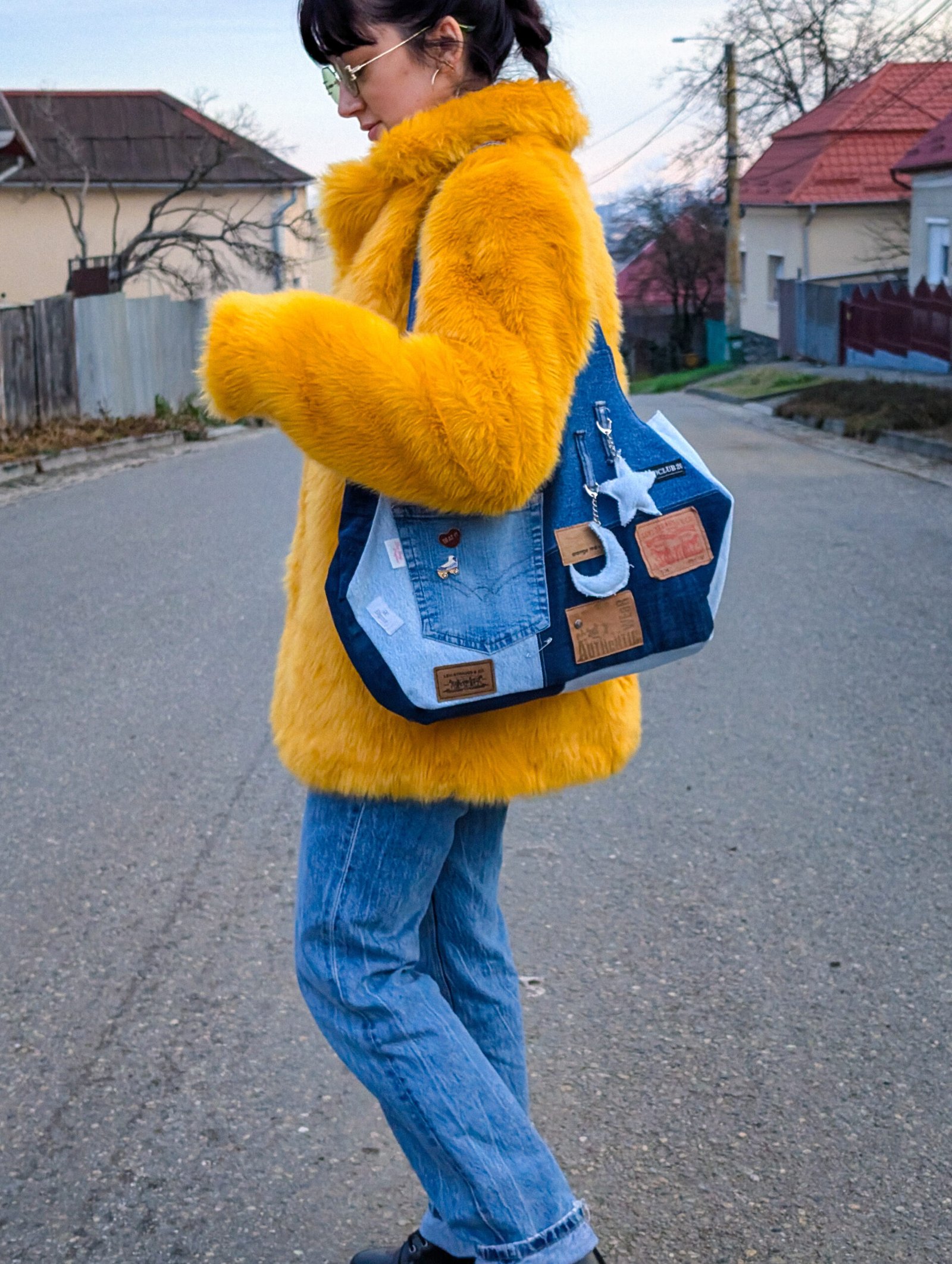 The honeycomb Bag - Denim patchwork - imagine 3