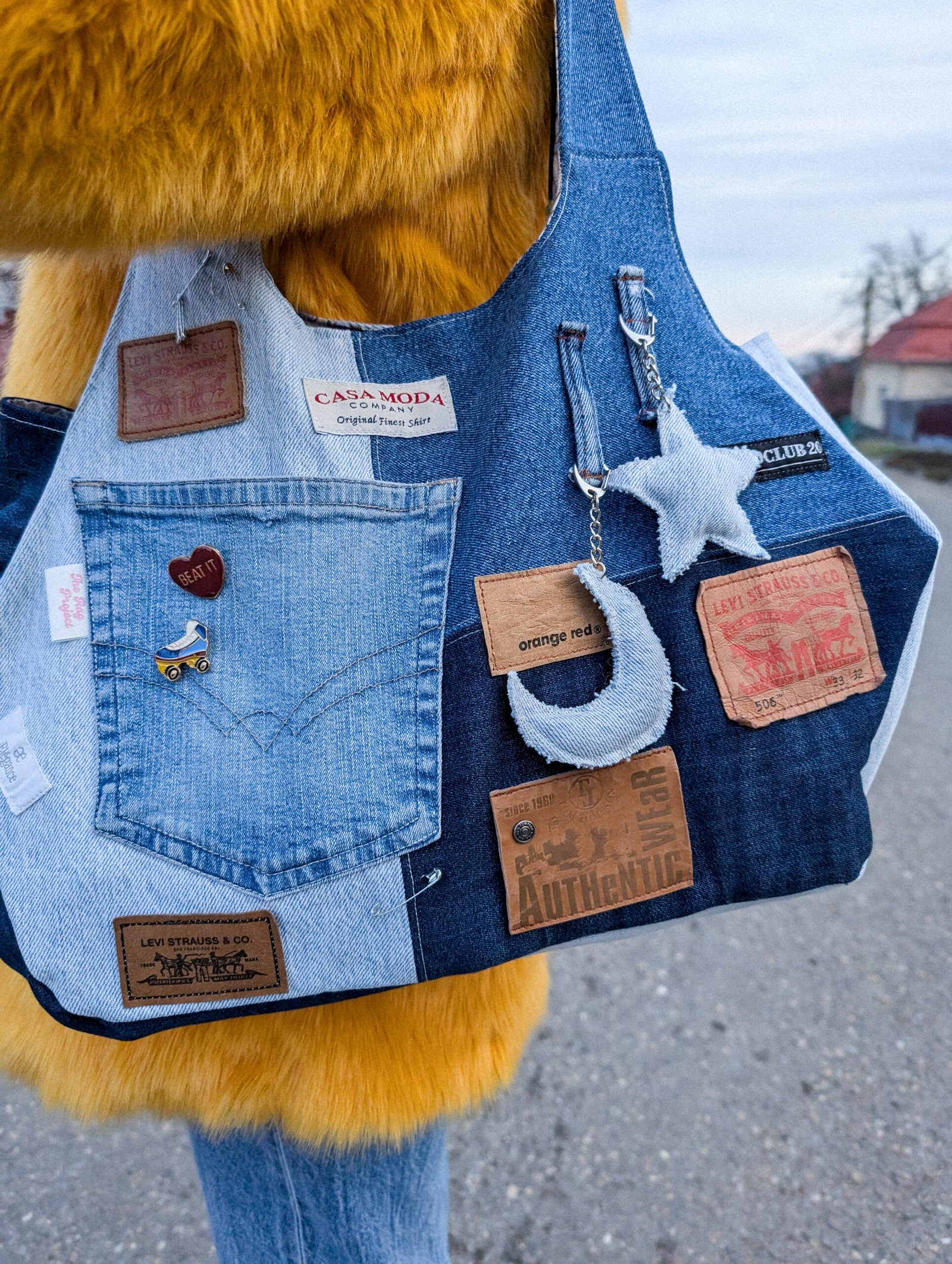 The honeycomb Bag - Denim patchwork - imagine 4