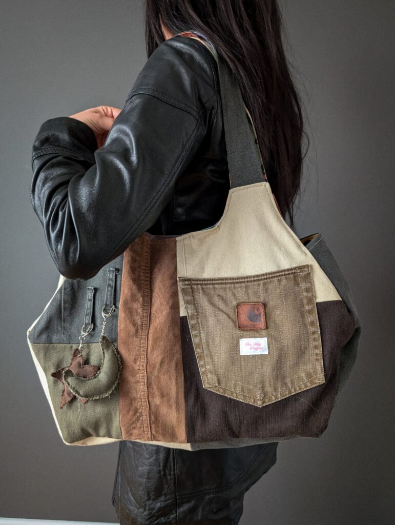 Honeycomb bag - brown denim&corduroy