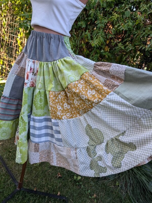 Fusta patchwork - earthy - imagine 3