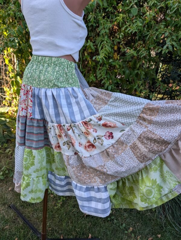 Fusta patchwork - earthy - imagine 6