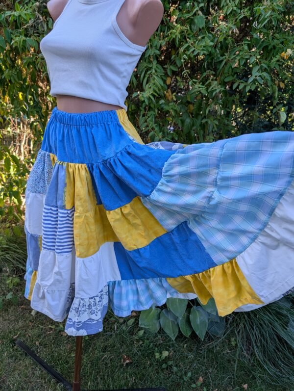 Fusta patchwork - blue - imagine 3