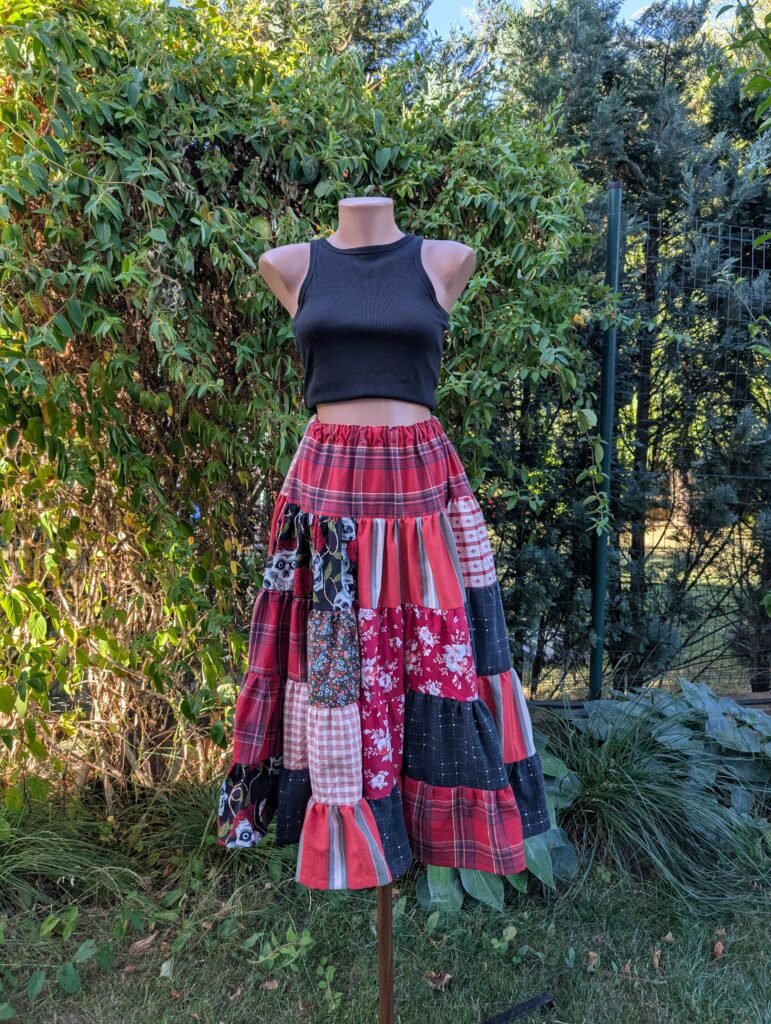 Fusta patchwork - red
