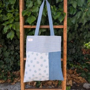 Tote bag - patchwork light denim 1