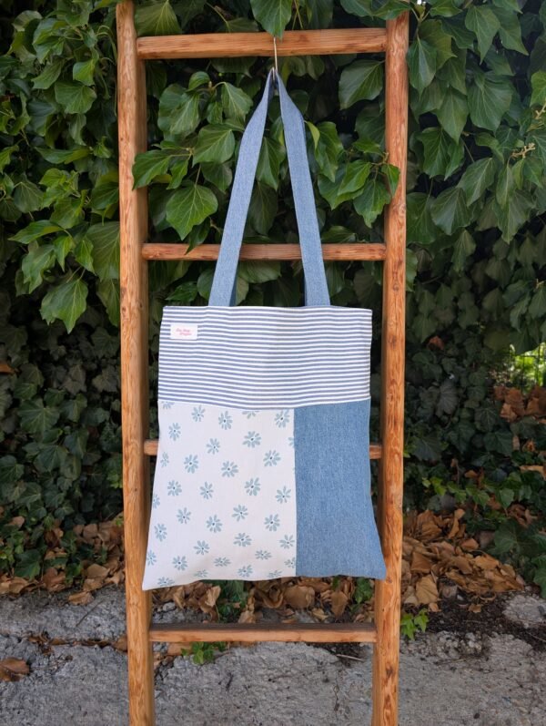 Tote bag - patchwork light denim 1