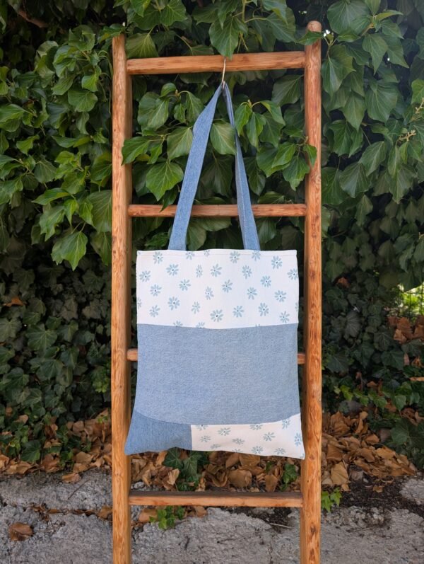 Tote bag - patchwork light denim 1 - imagine 4