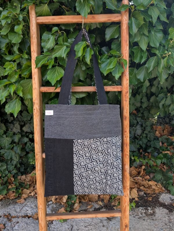 Tote bag - patchwork dark denim 1