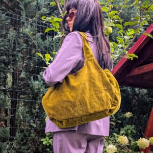 The Honeycomb bag - mustard velvet